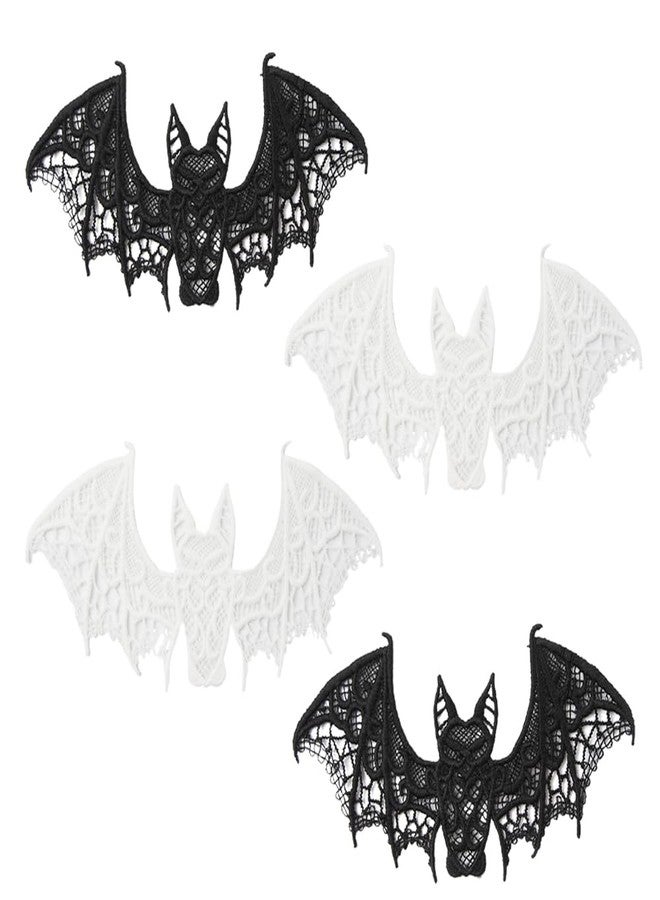 Ximimark 4 pcs Halloween Bats, Decoration Lace Bat, 3D Scary Black Bat Decor, Halloween Room Decor, Realistic Prank Props - Image 1
